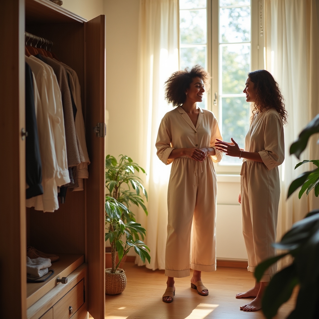 Consulente di stile durante una visita a domicilio
